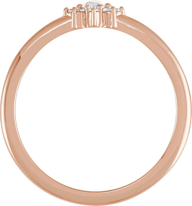 14K Gold Round Natural Diamond Halo-Style Ring – 3mm Stones - Rose Gold - view 2