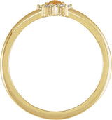 14K Gold Round Natural Citrine Halo-Style Ring – 3mm Stones - Yellow Gold - view 2
