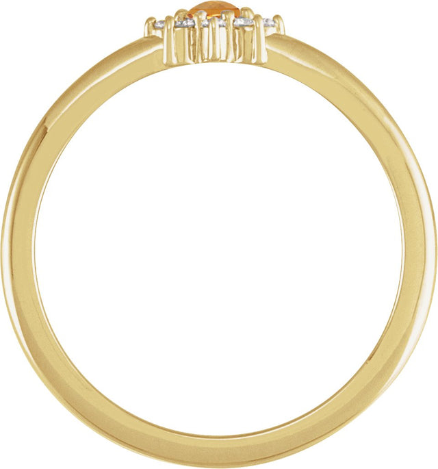 14K Gold Round Natural Citrine Halo-Style Ring – 3mm Stones - Yellow Gold - view 2