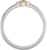 14K Gold Round Natural Citrine Halo-Style Ring – 3mm Stones - White Gold - view 2