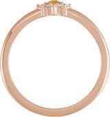 14K Gold Round Natural Citrine Halo-Style Ring – 3mm Stones - Rose Gold - view 2