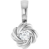 14K Gold Round Natural Diamond Knot Necklace or Pendant - White Gold
