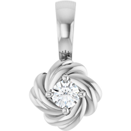 14K Gold Round Natural Diamond Knot Necklace or Pendant - White Gold