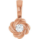 14K Gold Round Natural Diamond Knot Necklace or Pendant - Rose Gold