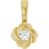 14K Gold Round Natural Diamond Knot Necklace or Pendant - Yellow Gold