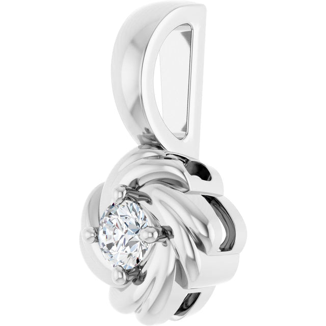 Platinum Round Natural Diamond Knot Necklace or Pendant - view 2