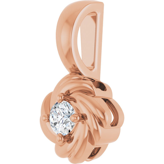 14K Gold Round Natural Diamond Knot Necklace or Pendant - Rose Gold - view 2