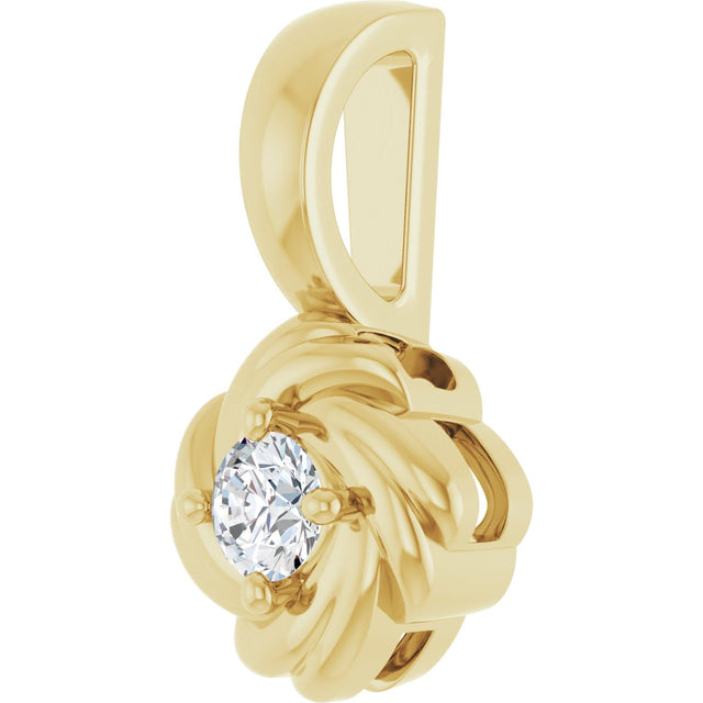 14K Gold Round Natural Diamond Knot Necklace or Pendant - Yellow Gold - view 2