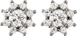 14K Gold Round Natural Diamond Cluster Earrings – 5mm Stones - White Gold - view 2