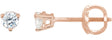 14K Gold Natural Diamond Round 3-Prong Stud Earrings – 1/5 CTW - Rose Gold