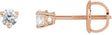 14K Gold Natural Diamond Round 3-Prong Stud Earrings - Rose Gold
