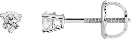 14K Gold Natural Diamond Round 3-Prong Stud Earrings - White Gold