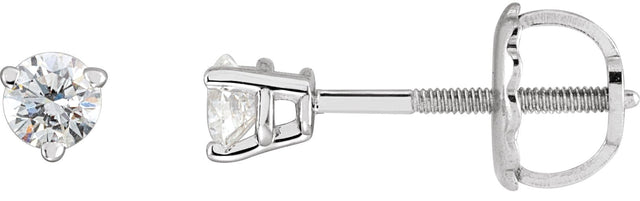 14K Gold Natural Diamond Round 3-Prong Stud Earrings - White Gold