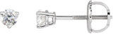 Platinum Natural Diamond Round 3-Prong Stud Earrings