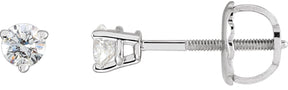 Platinum Natural Diamond Round 3-Prong Stud Earrings