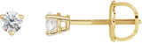 14K Gold Natural Diamond Round 3-Prong Stud Earrings - Yellow Gold