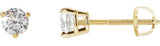 14K Gold Natural Diamond Round 3-Prong Stud Earrings - Yellow Gold