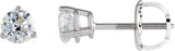 Platinum Natural Diamond Round 3-Prong Stud Earrings