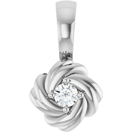 14K Gold Round Natural Diamond Knot Necklace or Pendant - White Gold
