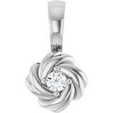 Platinum Round Natural Diamond Knot Necklace or Pendant