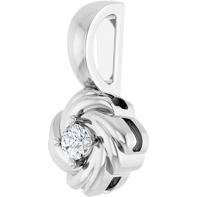 14K Gold Round Natural Diamond Knot Necklace or Pendant - White Gold - view 2