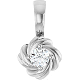 14K Gold Round Natural Diamond Knot Necklace or Pendant - White Gold