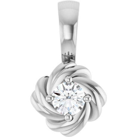 Platinum Round Natural Diamond Knot Necklace or Pendant