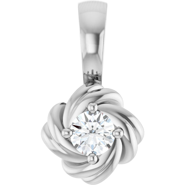 Platinum Round Natural Diamond Knot Necklace or Pendant