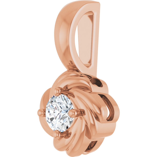 14K Gold Round Natural Diamond Knot Necklace or Pendant - Rose Gold - view 2