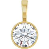 14K Gold Round Lab-Grown Diamond Bezel-Set Solitaire Necklace or Pendant - Yellow Gold