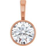 14K Gold Round Natural Diamond Bezel-Set Solitaire Necklace or Pendant – up to 0.06 CTW - Rose Gold