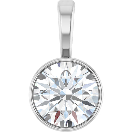 Platinum Round Lab-Grown Diamond Bezel-Set Solitaire Necklace or Pendant