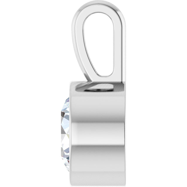 Platinum Round Lab-Grown Diamond Bezel-Set Solitaire Necklace or Pendant - view 3