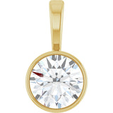 14K Gold Round Lab-Grown Diamond Bezel-Set Solitaire Necklace or Pendant - Yellow Gold