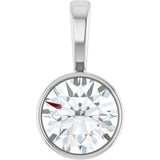 14K Gold Round Natural Diamond Bezel-Set Solitaire Necklace or Pendant – up to 0.06 CTW - White Gold