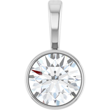 14K Gold Round Lab-Grown Diamond Bezel-Set Solitaire Necklace or Pendant - White Gold