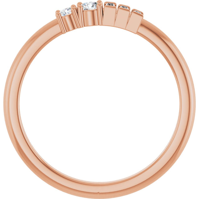 14K Gold Natural Diamond Accented Stackable Ring - Rose Gold - view 5