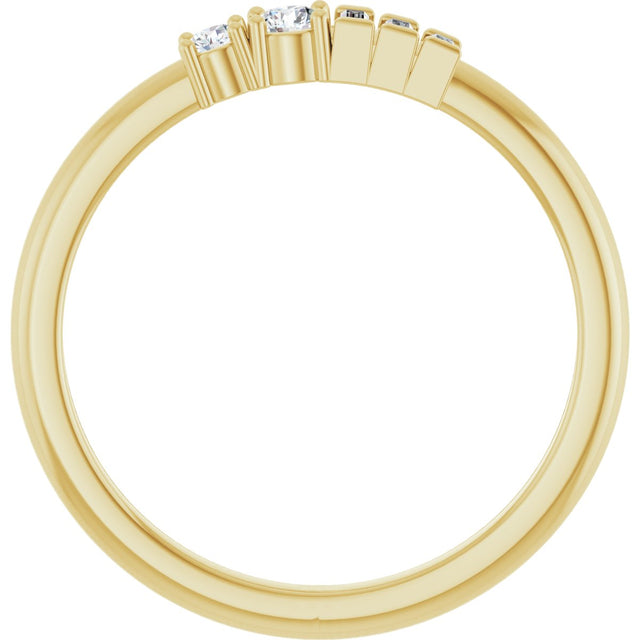 14K Gold Natural Diamond Accented Stackable Ring - Yellow Gold - view 5