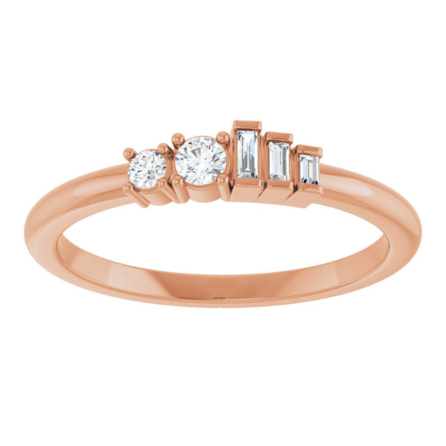 14K Gold Natural Diamond Accented Stackable Ring - Rose Gold - view 3