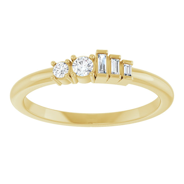 14K Gold Natural Diamond Accented Stackable Ring - Yellow Gold - view 3