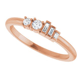 14K Gold Natural Diamond Accented Stackable Ring - Rose Gold - view 2