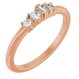 14K Gold Natural Diamond Accented Stackable Ring - Rose Gold