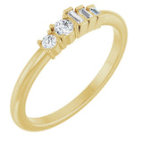 14K Gold Natural Diamond Accented Stackable Ring - Yellow Gold