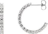 14K Gold Round Lab-Grown Diamond Accented Hoop Earrings – 1.3-2.4mm Stones - White Gold