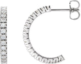 14K Gold Round Lab-Grown Diamond Accented Hoop Earrings – 1.3-2.4mm Stones - Rose Gold
