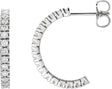 14K Gold Round Natural Diamond Accented Hoop Earrings – 1.3-2.4mm Stones - Rose Gold