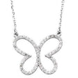 14K Gold Round Natural Diamond Butterfly Necklace - White Gold