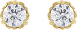 14K Gold Natural Diamond Round 3-Prong Scroll Stud Earrings - Yellow Gold - view 2