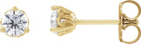 14K Gold Natural Diamond Round 3-Prong Scroll Stud Earrings – 3-4mm Stones - Yellow Gold