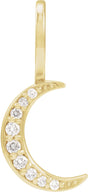 14K Gold Round Natural Diamond Crescent Moon Pendant - Yellow Gold